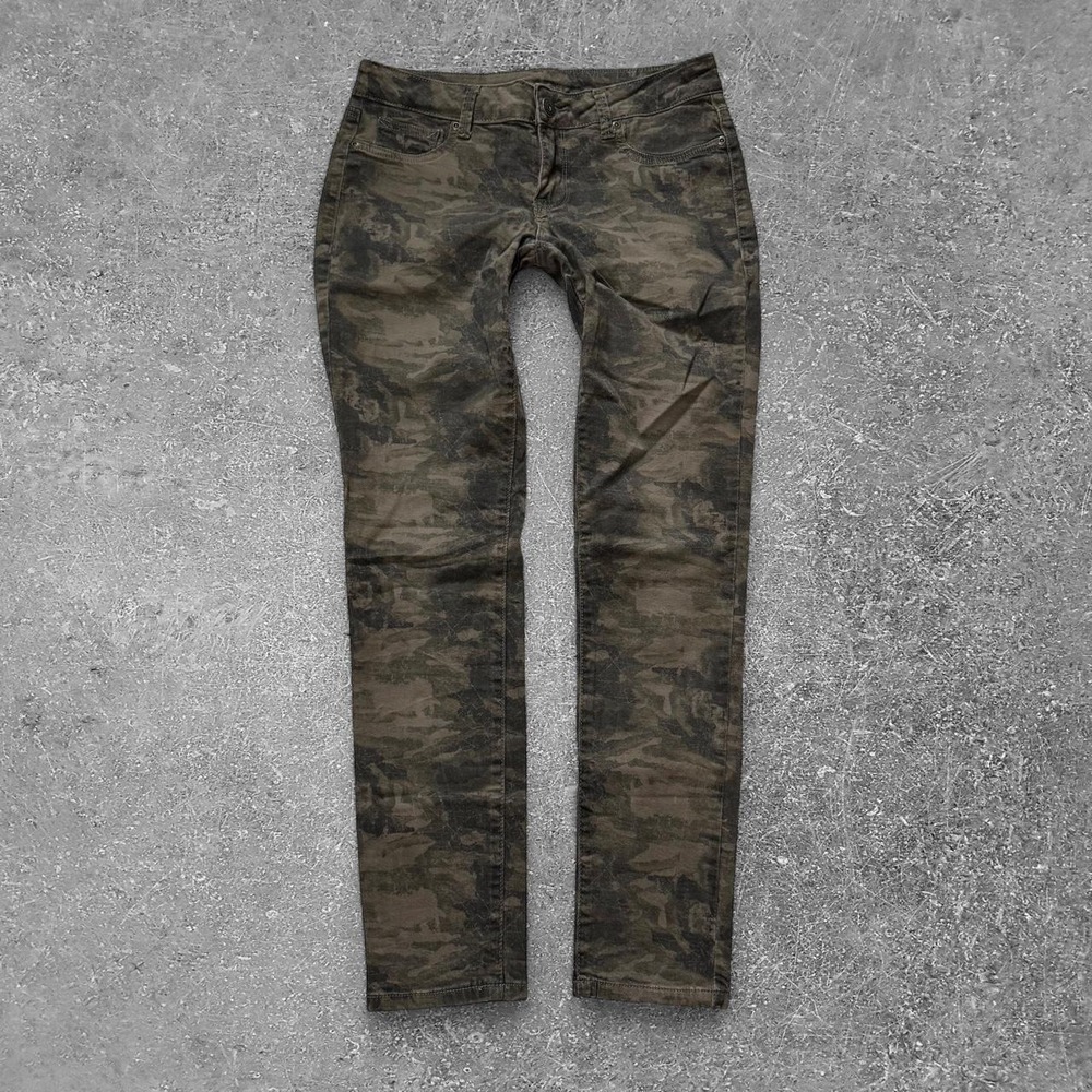 Maurices Womens Camo Straight Leg Pants Green Khaki Cotton Modal Spandex Size M